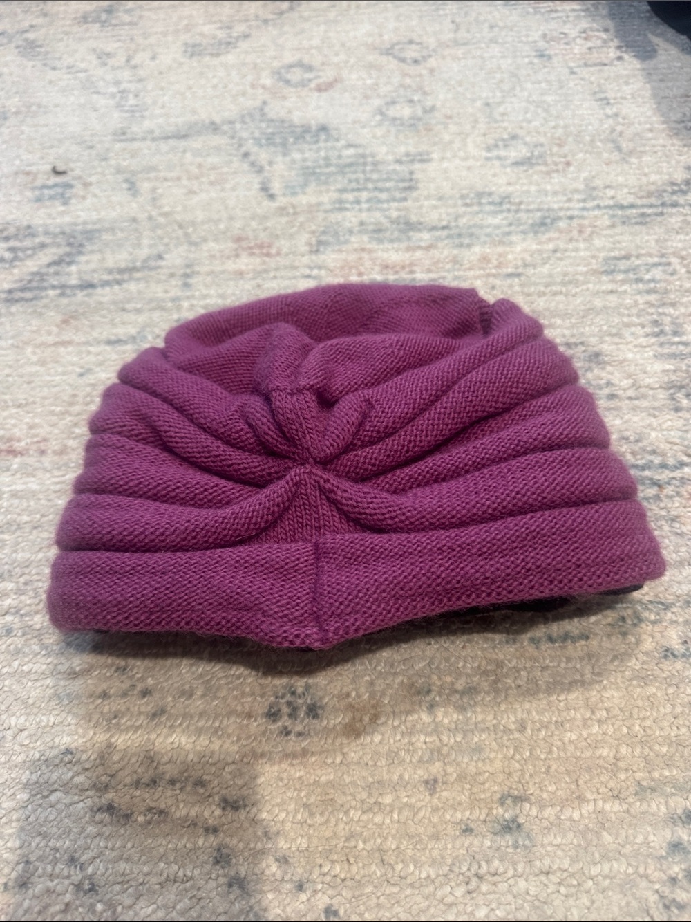 Women's Knit 100% wool handmade Turban Beanie - Plum
